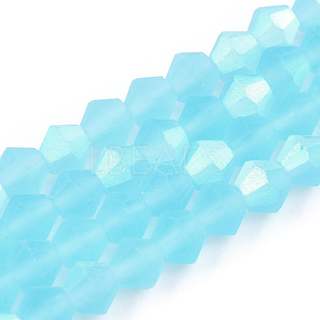Imitate Austrian Crystal Bicone Frosted Glass Beads Strands EGLA-A039-T4mm-MB20-1