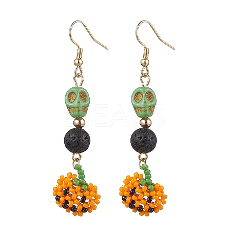 Glass Beads Pendant Dangle Earring EJEW-MZ00136-1