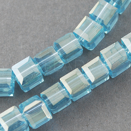 Electroplate Glass Beads Strands EGLA-R030-8x8mm-27-1
