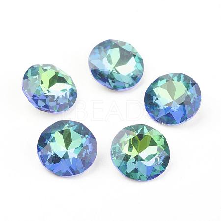 Pointed Back & Back Plated Glass Rhinestone Cabochons RGLA-J012-10mm-001SP-1