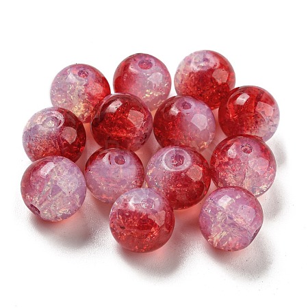 Transparent Spray Painting Crackle Glass Beads GLAA-L046-01A-13-1