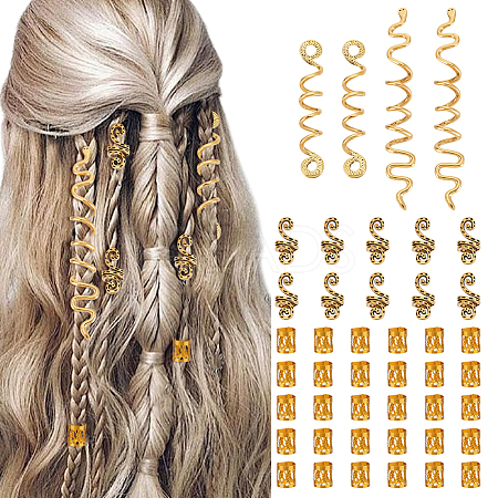 44Pcs Alloy & Aluminum Dreadlocks Beads FIND-ME0002-53-1