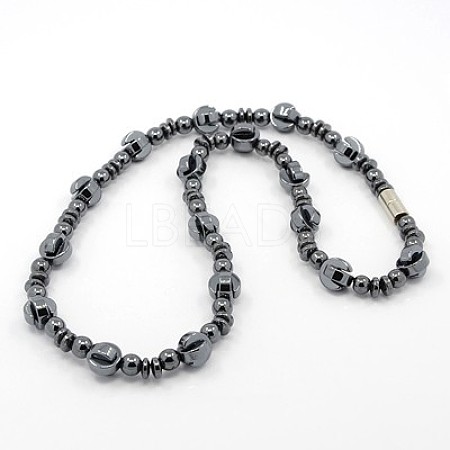 Fashionable Magnetic Synthetic Hematite Necklaces NJEW-K008-04-1