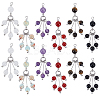 12Pcs 6 Styles Mixed Stone Round Tassel Big Pendants PALLOY-PHE00009-1