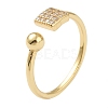 Brass Micro Pave Clear Cubic Zirconia Cuff Rings RJEW-L100-007-4