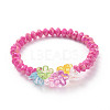 8Pcs 8 Color Opaque Acrylic Faceted Rondelle & Flower Beaded Stretch Bracelets BJEW-JB09100-4