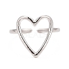Non-Tarnish 304 Stainless Steel Open Heart Cuff Ring for Women X-RJEW-C025-22P-3