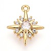 Brass Micro Pave Clear Cubic Zirconia Pendants KK-T075-24G-1