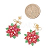 Brass Seed Beads Christmas Flower Snowflake Dangle Stud Earrings EJEW-MZ00492-4
