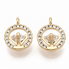 Brass Micro Pave Clear Cubic Zirconia Charms ZIRC-T011-22G-NF-1