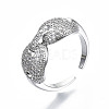 Brass Micro Pave Clear Cubic Zirconia Cuff Rings RJEW-S045-010P-NR-1