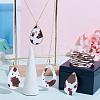 Cow Print Imitation Leather Teardrop Pendant Necklace & Dangle Earrings & Multi-Strand Bracelet JX529J-3