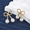 Cherry Brass ABS Plastic Pearl Stud Earrings EJEW-U062-03G-01-3