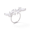 Double Butterfly Clear Cubic Zirconia Cuff Ring RJEW-D117-03P-1