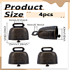 4Pcs Retro Iron Bell Pendants IFIN-LP0001-38-2