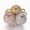 Brass Micro Pave Cubic Zirconia Magnetic Clasps with Loops ZIRC-L082-B-01-1