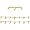 Brass Rectangle & Cubic Zirconia Flat Round Link Chains CHC-P010-05G-2