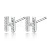Rhodium Plated 925 Sterling Silver Initial Letter Stud Earrings HI8885-08-1