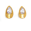 304 Stainless Steel Pave Clear Cubic Zirconia Stud Earrings for Women WG13AAB-03-3