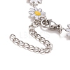 Enamel Daisy Link Chains Bracelet BJEW-P271-01P-5
