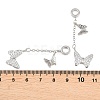 Brass Micro Pave Clear Cubic Zirconia Double Butterfly European Dangle Charms KK-H257-04P-3
