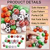 60Pcs 15mm Silicone Beads Sports Silicone Beads Bulk Basketball Soccer Tennis Baseball Rugby Volleyball Silicone Beads Kit for DIY Jewelry Making Craft JX308A-4