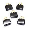Natural Obsidian Brass Pendants KK-E274-01G-07-1