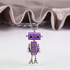 Alloy & Wood Robot Pendant Necklaces FS-WGB43E5-02-1