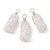 Rack Plating Copper Wire Wrapped Natural Quartz Crystal Chip Big Pendants G-C130-01P-03-1
