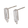 Rhodium Plated 925 Sterling Silver Ear Stud Findings STER-F058-01P-08-1
