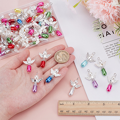 60Pcs Imitation Pearl Acrylic Pendants PALLOY-WR00014-1