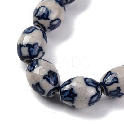 Handmade Blue and White Porcelain Beads PORC-I027-16B-1