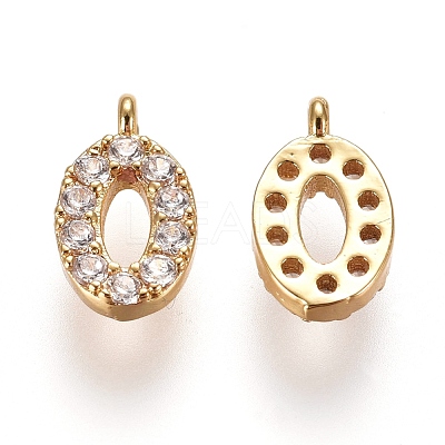 Brass Micro Pave Clear Cubic Zirconia Charms ZIRC-L075-60A-00G-1