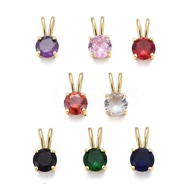 Brass Micro Pave Cubic Zirconia Pendants KK-P192-04-1