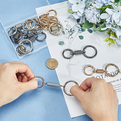 12Pcs 3 Colors Nordic Retro Zinc Alloy Double Spring Ring Clasps FIND-SC0012-87A-1