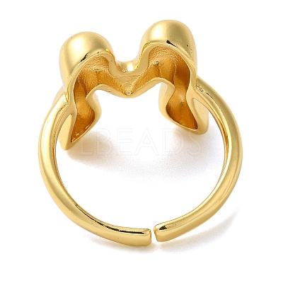 Initials Brass Open Cuff Ring for Women RJEW-N046-02M-G-1