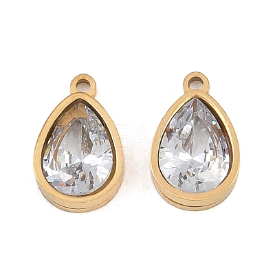 Plated 304 Stainless Steel & Glass Pendants GL-CBA5A59-01G-1