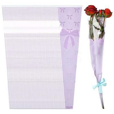 Bowknot Print Transparent PE Cone Flower Sleeves ABAG-FZC0002-001G-1
