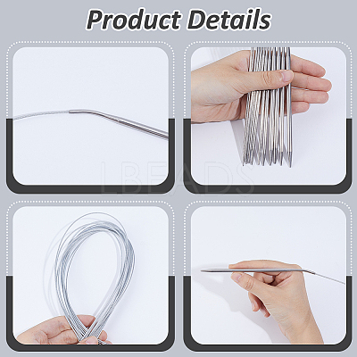 12 Styles Stainless Steel Wire Knitting Needles DIY-AR0004-93A-1