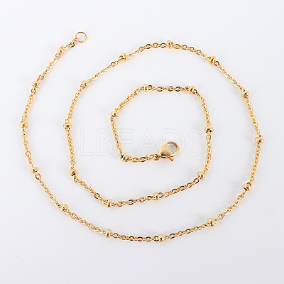304 Stainless Steel Chain Necklaces MAK-N016-10G-1