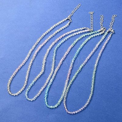 Bling Glass Round Beaded Necklace for Women NJEW-PH01490-01-1