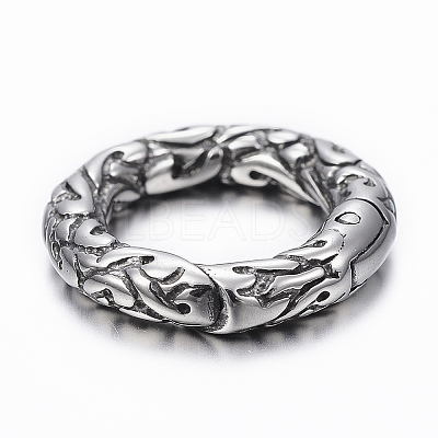 316 Surgical Stainless Steel Textured Spring Gate Rings X-STAS-K153-A-59AS-1