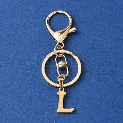 304 Stainless Steel Initial Letter Charm Keychains KEYC-YW00005-12-1