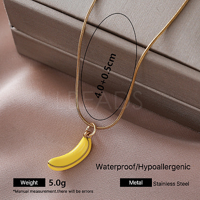 Vintage 304 Stainless Steel Enamel Banana Pendant Necklaces for Women SI8197-6-1