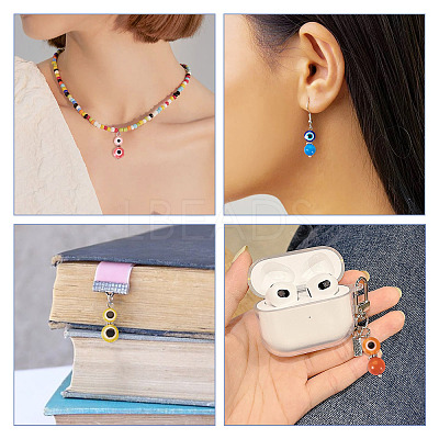 40Pcs 10 Styles Resin Evil Eye & Cat Eye Pendants FIND-TA0004-25-1