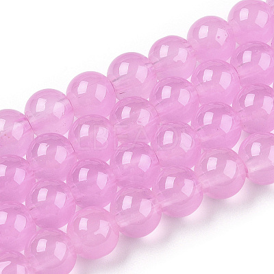 Baking Paint Imitation Jade Glass Round Bead Strands DGLA-Q021-8mm-57A-1