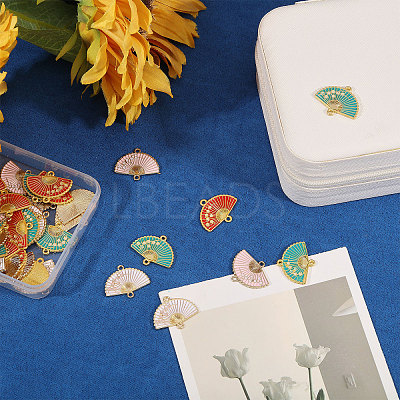 40Pcs 4 Styles Alloy Enamel Connector Charms ENAM-BC0001-08-1