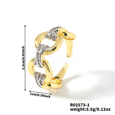 Elegant Geometric Brass Micro Pave Cubic Zirconia Cuff Rings for Women KY7986-2-1