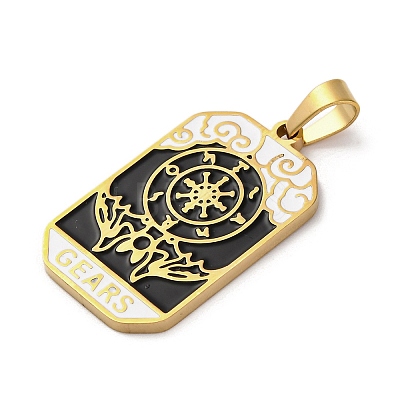 Ion Plating(IP) 304 Stainless Steel Enamel Pendants STAS-Q003-01G-03-1