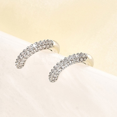 Cubic Zirconia C-Shaped Cuff Earrings EJEW-G295-19P-04-1